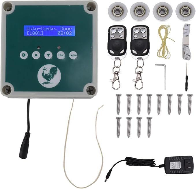 Automatic Chicken Coop Door Opener with Timer & Light Sensor, Automatic Chicken Coop Door Controller, Remote Control Poultry House Actuator Motor Kit for Duck, Goose (U.S. regulations)