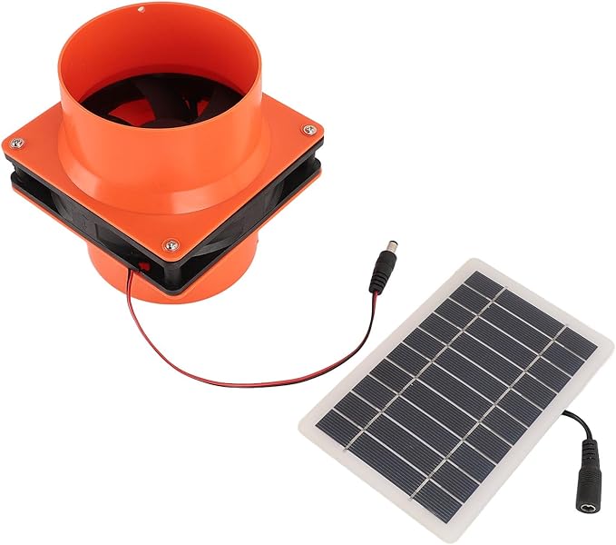 10W Solar Powered Exhaust Fan Kit with 5V Monocrystalline Silicon Solar Panel for Pet House Chicken Coop Ventilation