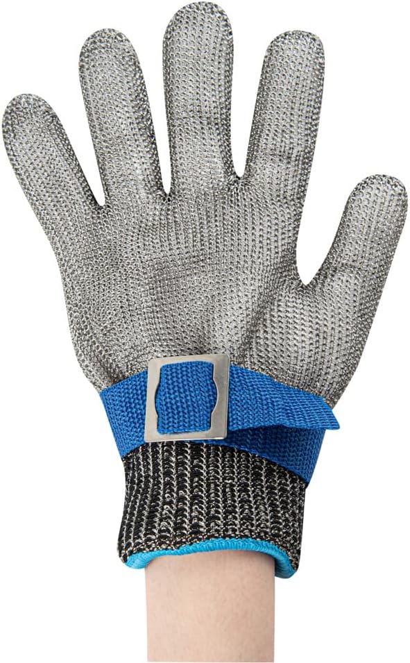 Restaurantware-Life Protector 8.9 x 3.9 Inch Kitchen Glove For Cutting, 1 306-Grade Steel Metal Glove - Level-9 Protection, Polyethylene Fabric, Stainless Steel Cutting Mitt, Durable, Dishwashable