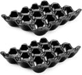 Flexzion 12 Cups Ceramic Egg Holder for Fridge - Dozen Ceramic Egg Tray Porcelain Container Storage Organizer Decorative Serving Stand Serveware for Refrigerator Countertop Display (Black, 2 Pack)