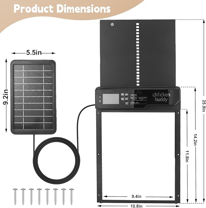 Automatic Chicken Coop Door, Large Aluminum Alloy Door with Timer & Manual Modes, Anti-Pinch Safety, Programmable LCD Controller for Secure Poultry Access(Black)