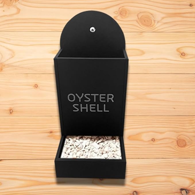 Chicken Oyster Shell and Grit Feeder, Hanging Chicken Feeder Trough, Oyster Shell Feeders for Chickens, Chicken Coop Accessories, Gravity Poultry Feeder, Automatic Chicken Feeders (Black)