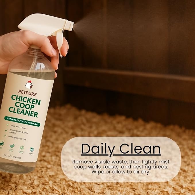 Chicken Coop Cleaner – Enzymatic Odor Remover & Waste Dissolver for Poultry Care | Non-Toxic, Biodegradable Chicken Coop Refresher I Naturally Breaks Down Organic Messes & Eliminates Smells