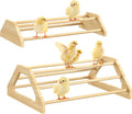Pawaboo Chick Perch, 2 Pack Wooden Chicken Roosting Bars, Large & Small 2 Sizes Chick Perches Toy for Coop and Brooder, Chicken Roosts and Perches Stand for Chicks Ducklings Quails