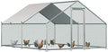 Esright Large Metal Chicken Coop Run for Yard with Cover, 13x10x6.4 FT Walk-in Chicken Pen for Outdoor, Backyard, and Farm, Hen Cage House Suitable for 8-12 Chickens, Spire Roof