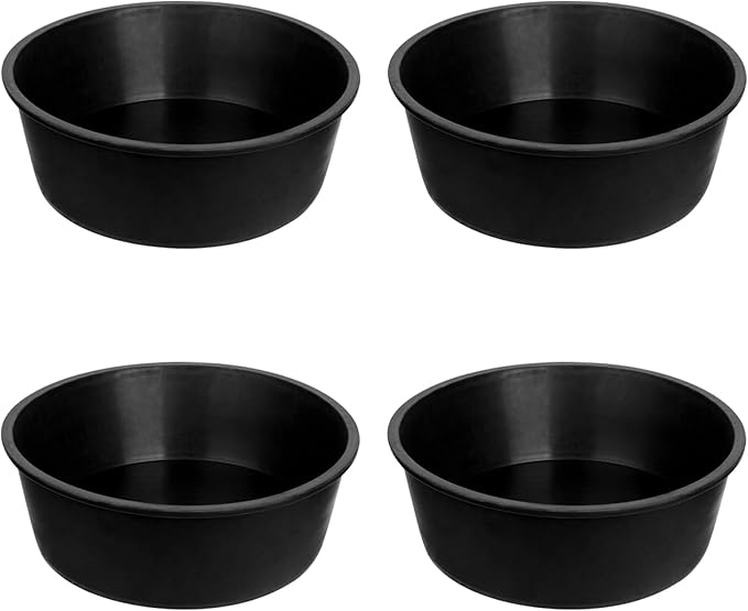 4 Pcs Rubber Feed Pan, 4 Quart 10.6 x 4.1 Inche Livestock Feeding Bucket, Dust Bath Container, Durable Utility Bowl for Horse Cats Dogs Chickens Ducks Goats Pigs and Farm Small Animal.