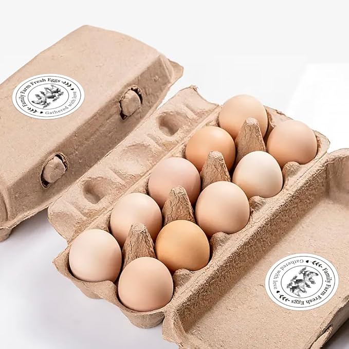 320 Pcs Egg Carton Labels, 2 Inch Round Family Farm Fresh Egg Sticker PET Adhesive Egg Packaging Sticker for Box Container Carton Farm Supplies