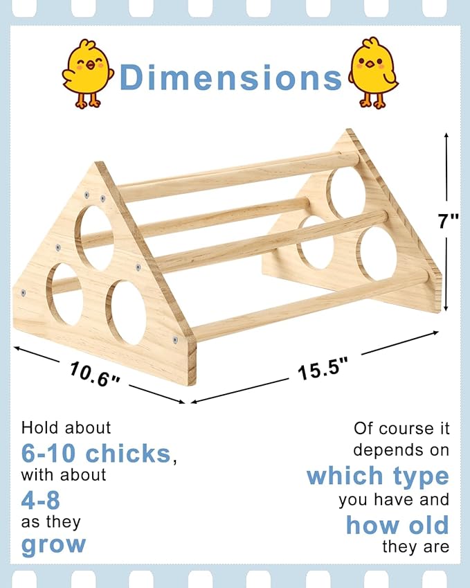 vensovo Chicken Perch Roosting- Woodern Chick Roosts and Perches Stand Training Perch for Baby Chicks, Hens, Chicken Coop, Brooder, 15.5" x 10.6" x 7"