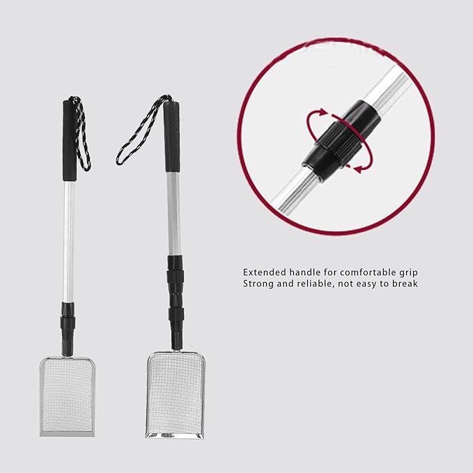 Diydeg Chicken Poop Scooper, Adjustable Stainless Steel Detachable Metal Litter Scoop Sifting Shovel for Cleaning Chicken Coop, Non Stick Poultry Waste Sifter Shovel with Long Handle (B