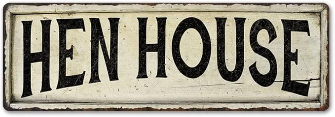 HEN HOUSE Sign Farmhouse Signs Wall Decor Art Country Decorations Rustic Vintage Home Tin Plaque Farm Chickens Eggs Gift 8 x 24 Matte Finish Metal 108240028193