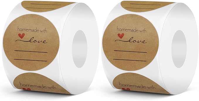 1000 Pcs Jam and Jelly Jar Canning Labels for Mason Jars and More(2" Round 500/roll. 2 Roll) with Lines for Writing- Jar Labels Jam, Jelly, and More