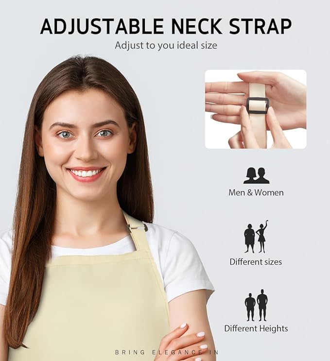 Syntus Adjustable Bib Apron with 2 Pockets Cooking Kitchen Aprons for Women Men Chef