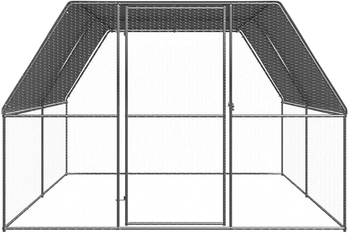 Large Chicken Cage Galvanized Steel Walk-in Coop 118 x 118 x 79 in Weatherproof Run with Lockable Door for Backyard Poultry and Farm