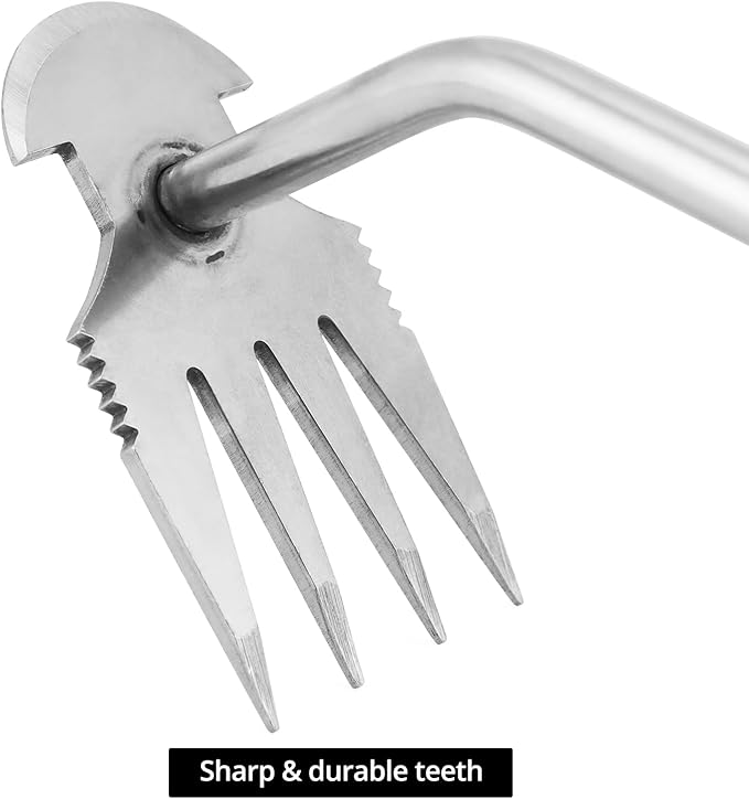 QWORK 2 Pack Weed Puller Tool with Ergonomic Handle - Uprooting Weeding Tool for Yard, Farm, Garden | Stainless Steel Weed Remover Tool| Multi-Functional Crescent Shovel for Efficient Weed Control