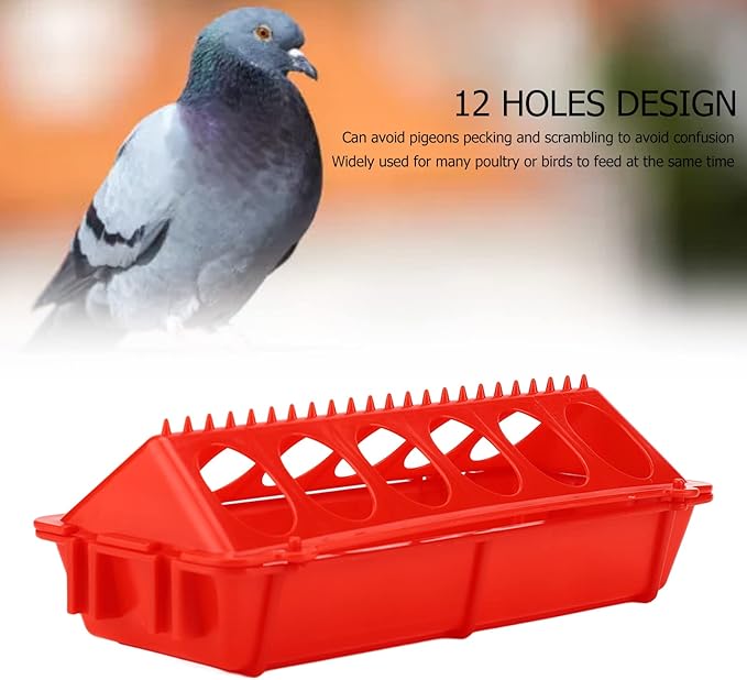 Poultry Feeder, Chick Feeder Pigeon Feeders 12 Holes Flip Top Multipurpose Small Poultry Feeding Dispenser for Chicken, Duckling, Pigeons, Parrots, Birds, Duck