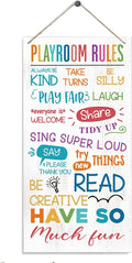 Playroom Rules Sign, Playroom Wall Art, Decorative Wood Hanging Wood Plaque, Kids Playroom Wall Decor, Colorful Wall Decor for Playroom, Classroom Decor, Bedroom Decor, Inspirational Wood Sign