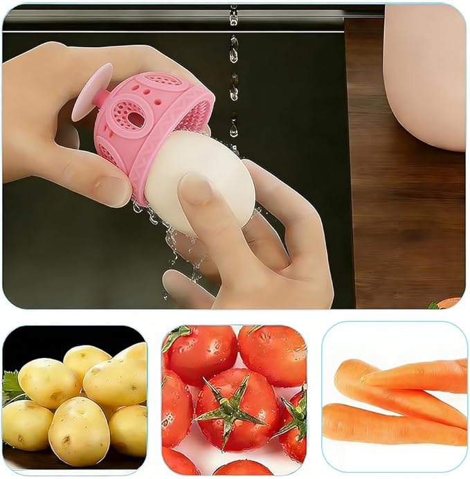 Layver Egg Brush Cleaner, Egg Cleaner Scrubber for Fresh Eggs, Silicone Egg Washer, Multipurpose Washing Egg Tool for Fruits and Vegetables (Pink)