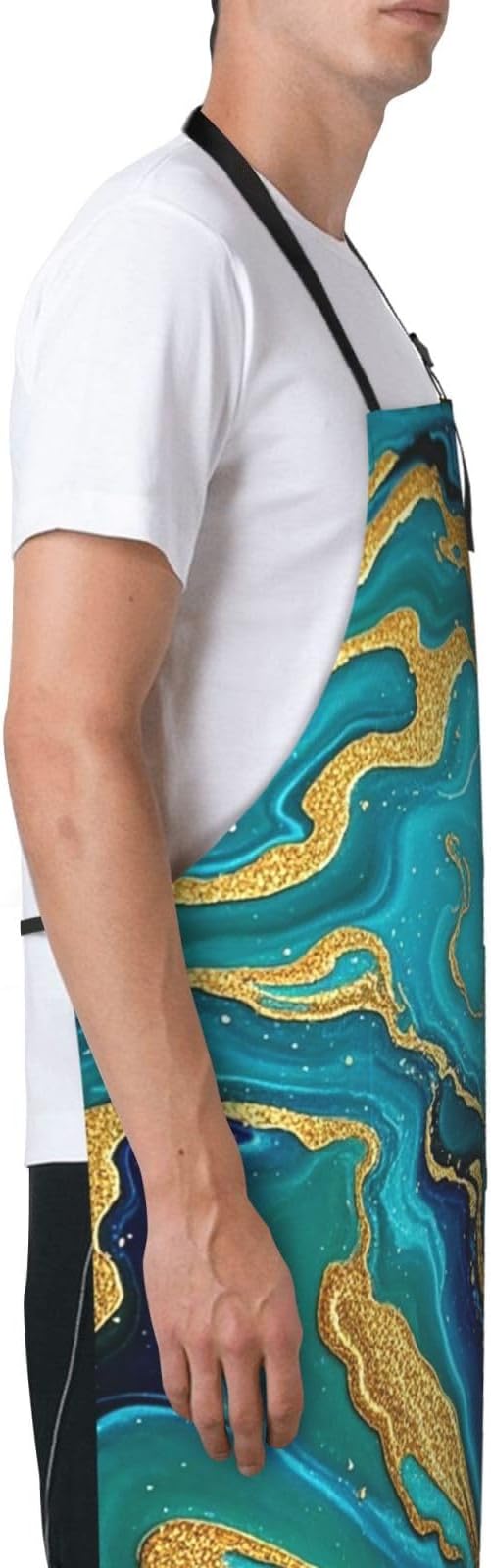 Waterproof Apron Adjustable Bib for Women Men Vintage Nautical White Ship Cooking Aprons Chef Bibs with 2 Pocket