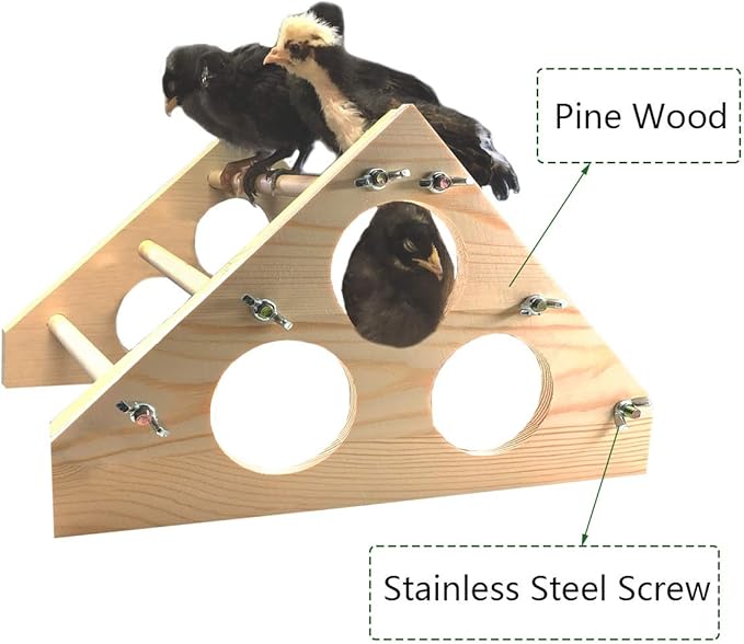 Chicken Perch Wood Stand with Holes Chick Stand Trainning Perch Hen Roost bar for Chicks Poultry Swing Chicken Toy for Hens
