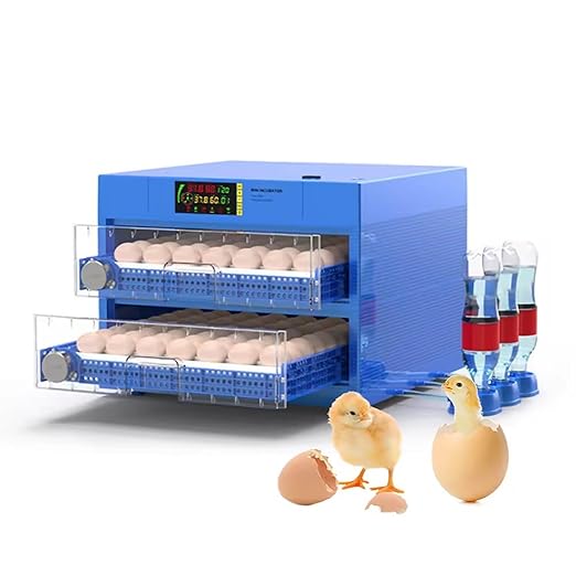 Eggs Incubator for Hatching Eggs, Automatic Egg Turning and Humidity Control, Automatic Water Adding, Egg Candler, Poultry Egg Incubators for Chicken Duck Goose Pigeon Quail (Blue, 128 Eggs)