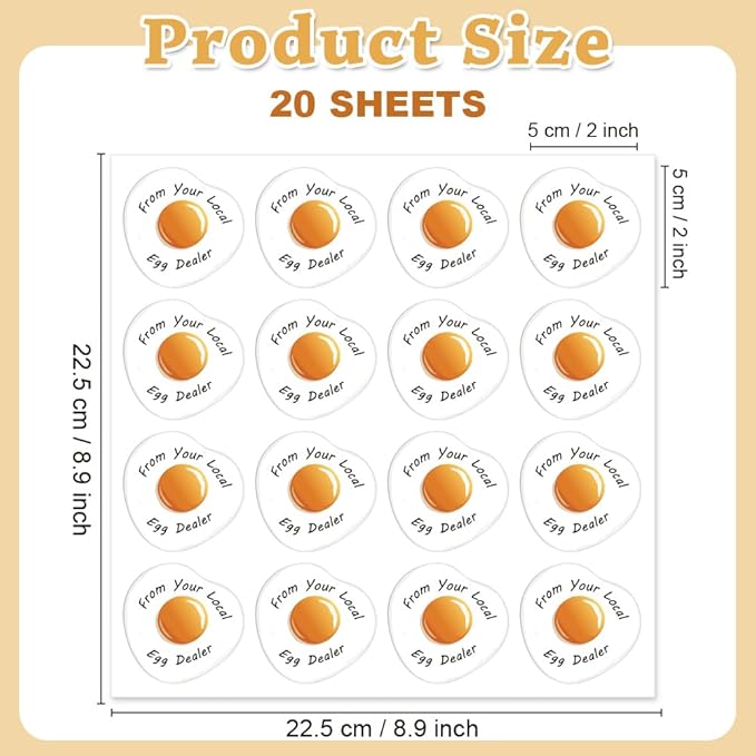 320 Pcs Funny Egg Carton Labels, 2 Inch Round from You Local Egg Dealer Farm Fresh Egg Sticker Irregular PET Adhesive Egg Packaging Sticker for Box Container Carton Farm Supplies