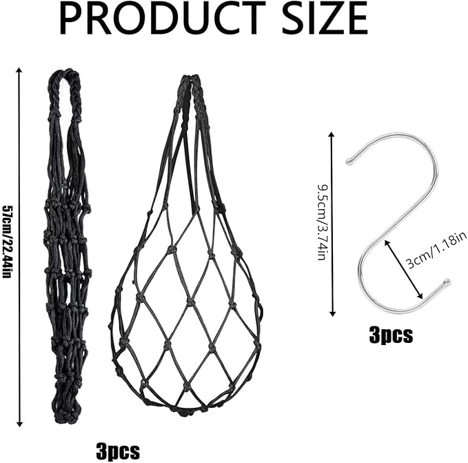 3pcs Hanging Chicken Feeder, Chicken Vegetable String Bag, Poultry Fruit Holder, Chickens Vegetable Hanging Feeder, Cabbage Treat Feeding Tool for Poultry Hens Duck Goose Large Birds