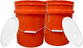 House Naturals 5 Gallon Scarlet Red Plastic Bucket Pail Food Grade BPA Free Made in USA pails with White Air Tight Screw on Lid (Pack of 2) (Scarlet Red with White EZ lid)