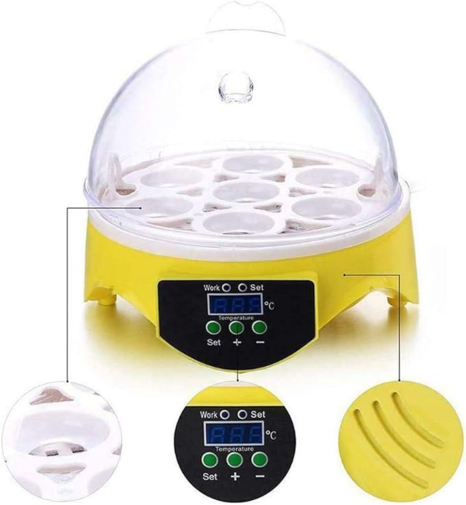 Egg Incubator, Semiautomatic Egg Incubators, 7 Eggs Hatcher Digital Egg Incubator Automatic Turning, Automatic Temperature Control Egg Incubator Hatcher Machine