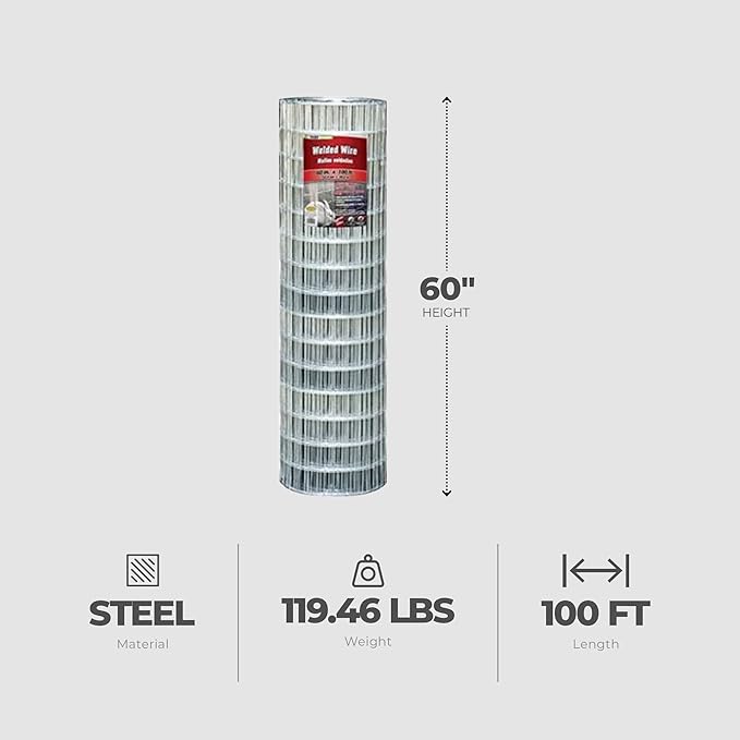 YARDGARD – 2 Inch by 4 Inch Mesh Welded Wire Fence – 60 Inches by 100 Feet – 12.5 Gauge Galvanized Steel – For Animal Enclosures | Garden Protection | Property and Utility Fencing