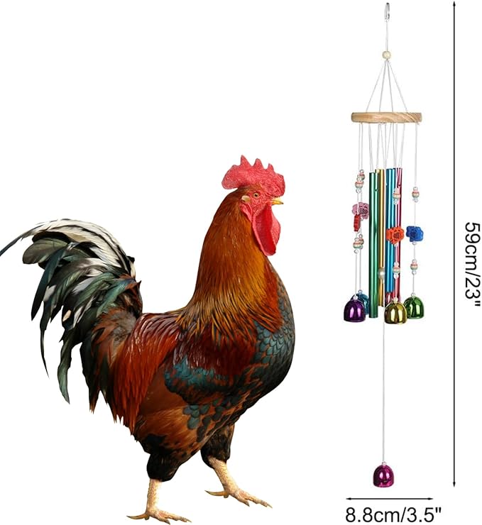 Chicken Toys for Coop with Colorful Bells, Colorful Bird Wind Chime Enrichment Toys, Hanging Chick Peck Toy Hens Brooder Accessories for Hens Chicks Poultry Parrot Parakeet Budgerigar Lovebird