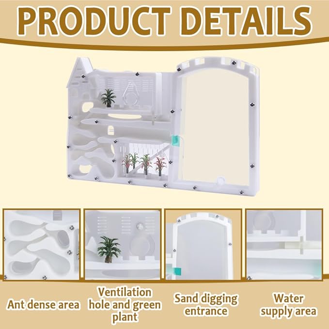 Ant Farming Castle,Ant Colony Observation Kit with White Sand,Study of Ecosystem,Explore The Nature World (Ants Not Included)