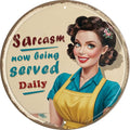 Retro Metal Tin Sign Wall Decor 8x8 in Now Being Served Daily Funny Vintage Wall Plaque Poster For Cafe Bar Restaurant Supermarket Shop Suitable for Home Decor & Gift