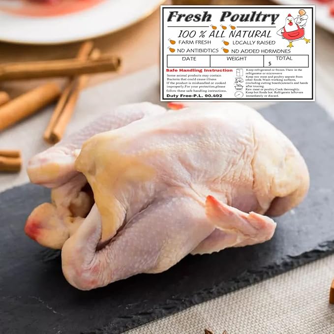 120pcs Poultry Freezer Labels with Safe Handling Instructions Frozen Stickers,Exemption P.L. 90-492(4x2.5 inch)