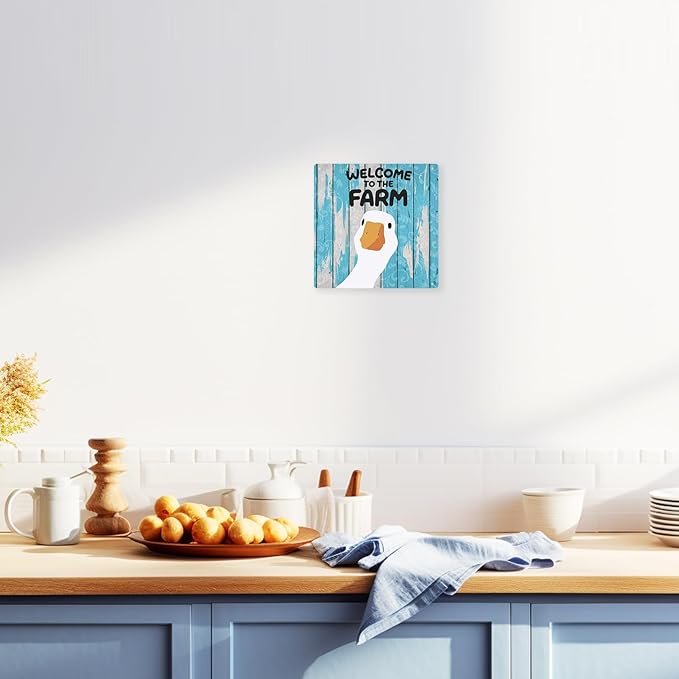 Vintage Duck Decor Funny Farm Animal Kitchen Decor Country Home Decoration Farmhouse Gifts For Home Kitchen Living Room 8×8 Tin Sign