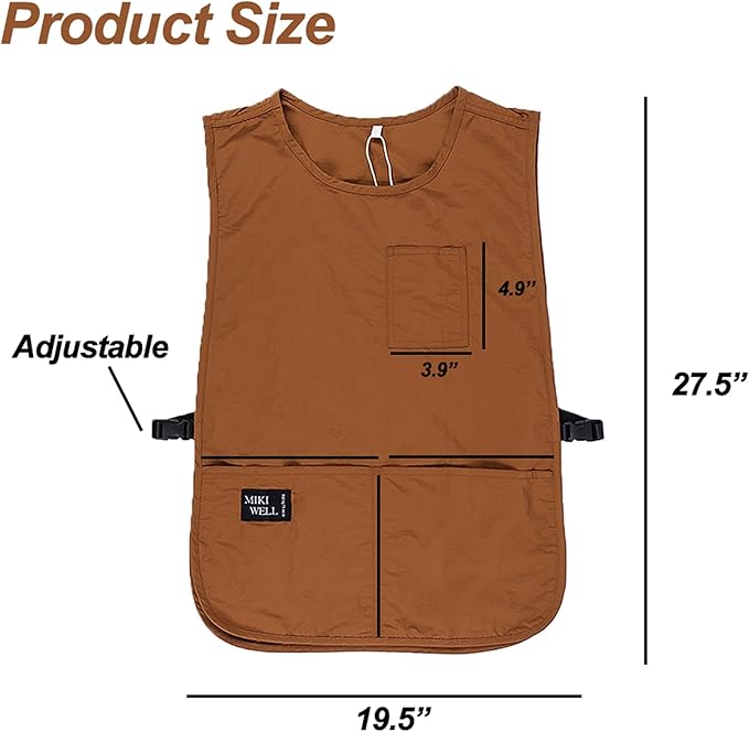 Waterproof Unisex Cobbler Apron with 4 Pockets Vest Style Ultralight Chef Waiter Work Overalls