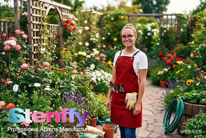 10 Pack Kitchen Aprons, Work Apron, Canvas, Multiple Pockets, Gardening, Painting, BBQ, Artist, Carpenter, Sizes M to XXL, Red
