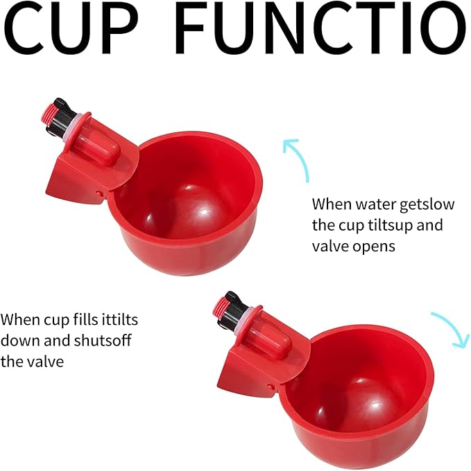Chicken Water Cups, 8pcs Automatic Chicken Water Feeder, Poultry Waterer Kit Suitable for Chicks, Duck, Goose, Turkey and Bunny, 8-Pack