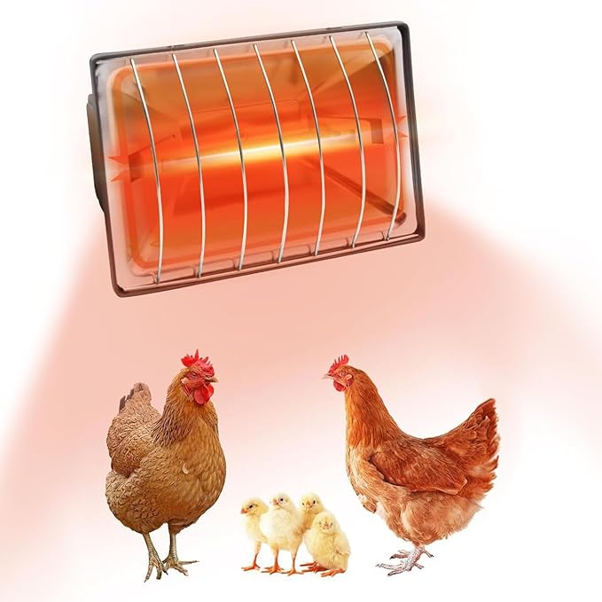 Winter Chicken Coop Heater,Waterproof Heating Lamp for Chicks Ducks Pets Dog House Cat Cage,Gently Warm Brooder Lamps with Safe Overheat Protection,Energy Efficient Adjustable (Size:7.87in,Color:175W)