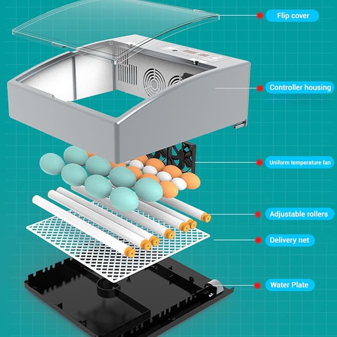 Egg Incubators for Hatching Eggs, Chicken Incubator for Eggs with Automatic Egg Turning and Humidity Control, for Hatching Chickens, Quails, Ducks, Geese，Parrots
