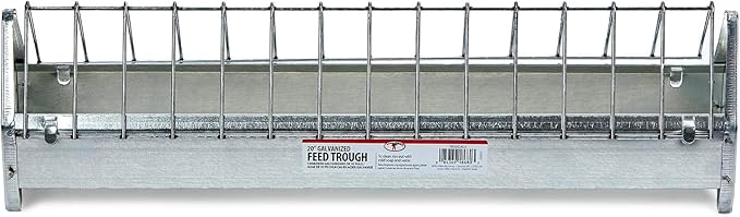 Little Giant® Metal Poultry Trough Feeder | Galvanized Steel Poultry Trough Feeder with Grate | 20"
