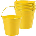 OBTANIM 7 Pack Yellow Metal Buckets with Handle Galvanized Ice Pails for Plants, Succulents, Party Favors Organizing, Rustic Home Decor or Classrooms Pencil Storage (7.1 x 5.2 inch)