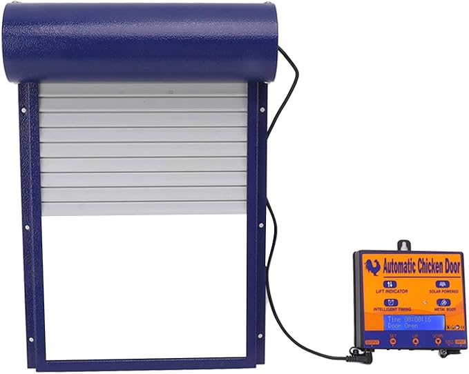Automatic Chicken Coop Door, Solar Powered 3 in 1 with Timer HD LED Display for Chicken Duck Goose (Blue)