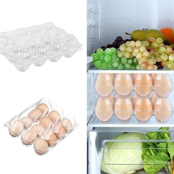 Honkenda Plastic Egg Cartons Cheap Bulk, Clear Eggs Holder Storage Container, Empty Chicken Egg Tray with Hinge Lid, 12 Grids Egg Protection Box for Refrigerator Farm Market Home (40 Pack)