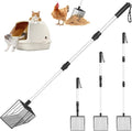 Cat Litter Scoop with Long Handle, 3 in 1 Adjustable 22" to 42" Chicken Coop Litter Scooper, Metal Pooper Sifter, Chicken Coop Sand Scooper, Sturdy Pet Care Tool, Chicken Coop Accessories
