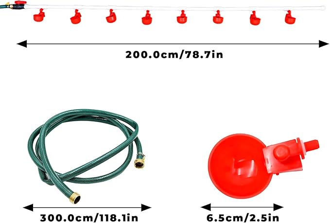 Chicken Coop Accessories – Complete Automatic PVC Pipe Watering System Kit with Hole Opener, Hoses, Valves & Red Drinking Cups for Chickens, Quail, Ducks, Geese & Other Poultry