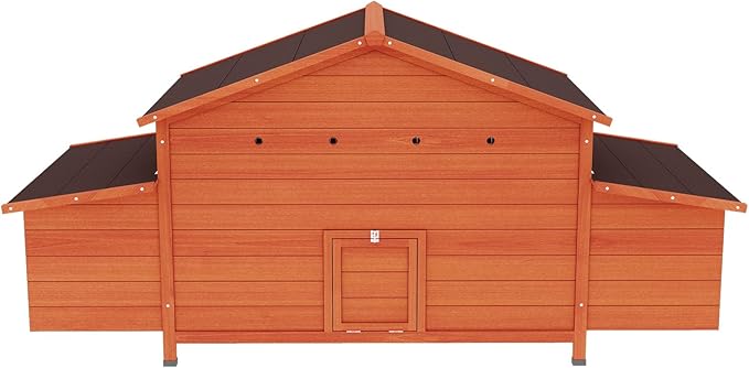11.12 ft² Large Wooden Chicken Coop,Outdoor Hen House with 2 Free-Range Doors, 2 Nesting Boxes, Predator Protection, Ventilation, and Chicken Perch - Moisture-Proof Design for Poultry Brick Red
