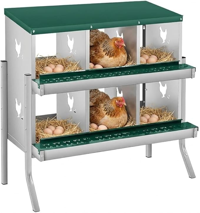 Chicken Nesting Box with Bracket Legs, 6 Compartment Nesting Boxes for Chickens, Chicken Laying Boxes to Protect Eggs, Easy to Clean & Install