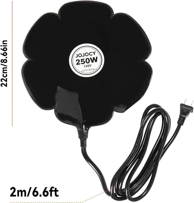 2 PCS Flower Shape 250W Submersible De-Icer for Livestock, Bird Baths, Fish Ponds, Winter Chicken Water Heater Warmer with Thermostat, 6.6ft Power Cord