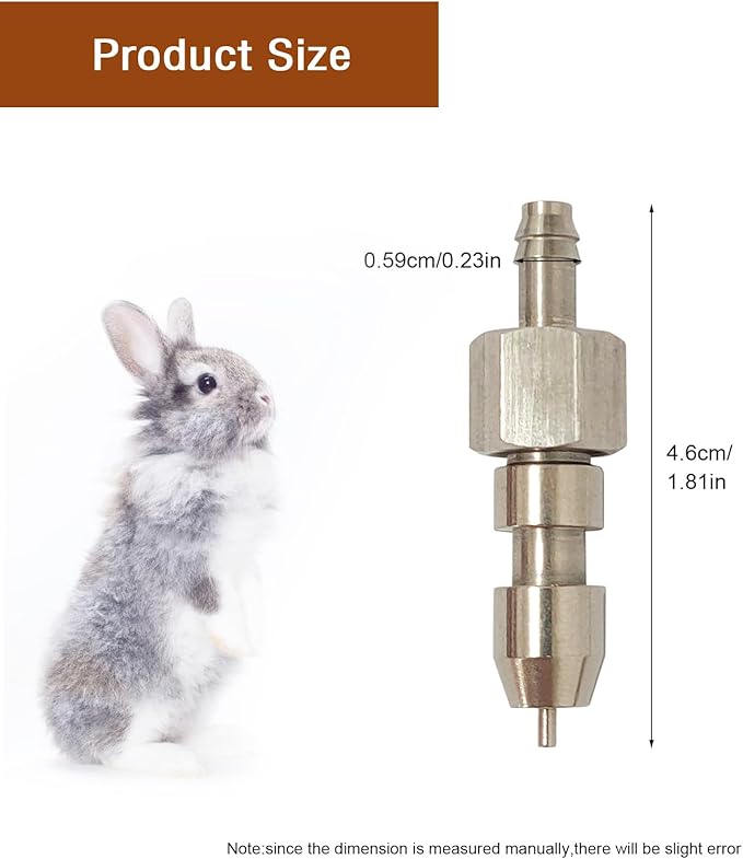 10pcs Stainless Steel Rabbit Water Nipples Metal Dispenser Hamster Waterer Automatic Watering System Kit
