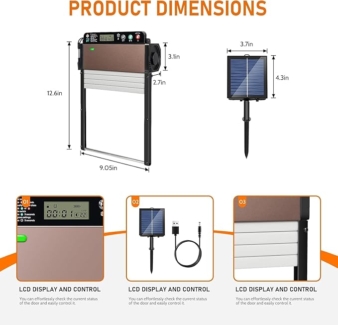 Solar Powered Chicken Door Opener, Automatic Chicken Coop Door